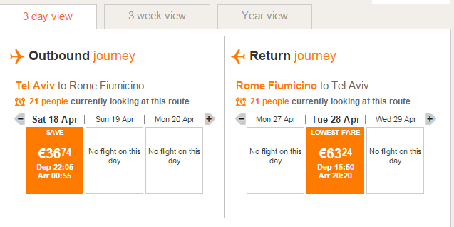 טיסה זולה לרומא