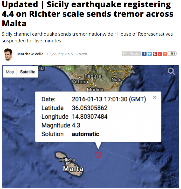 רעידת האדמה במלטה